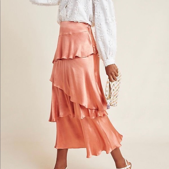 Anthropologie Dresses & Skirts - Anthropologie Maeve pink tiered midi skirt NWT